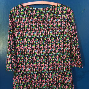 Mod a-line neon magic eye fuzz pattern mini dress